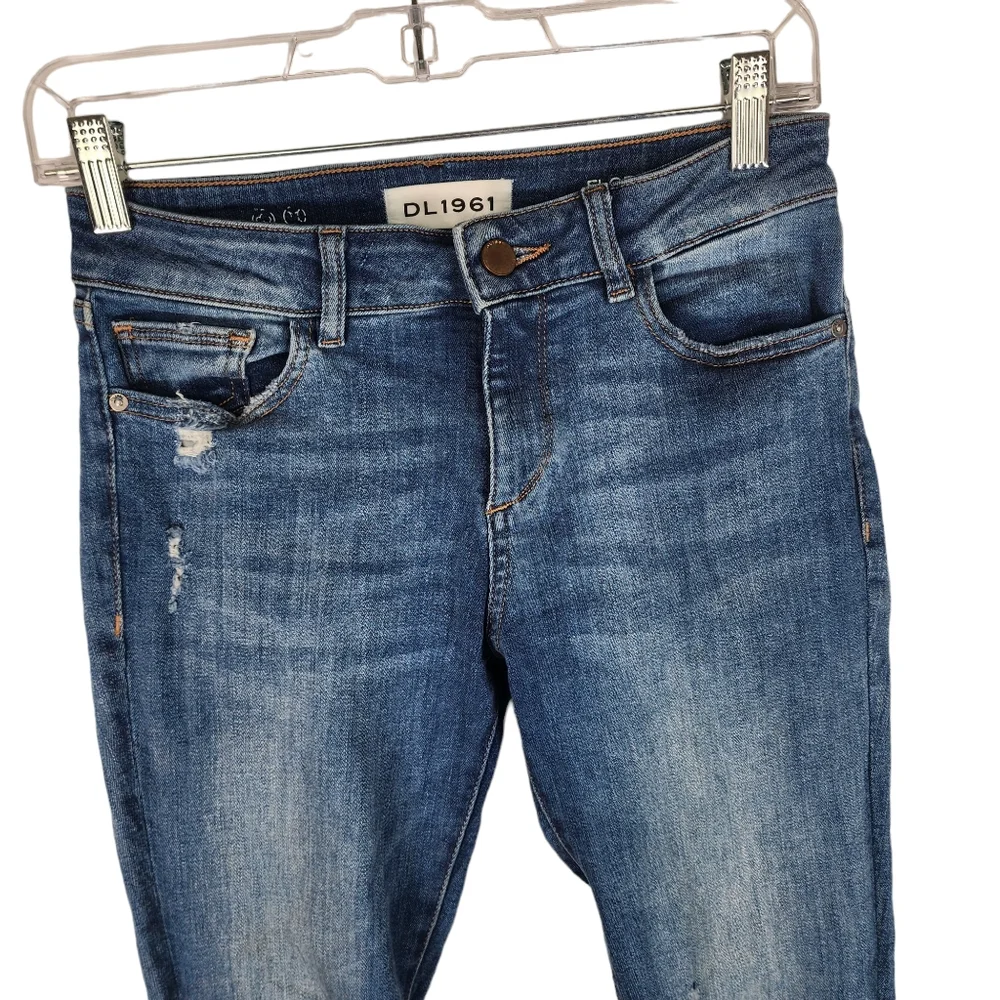 DL1961 Womens 25 Florence Instasculpt Skinny Delano Medium Wash Denim Jeans Blue - Picture 3 of 8